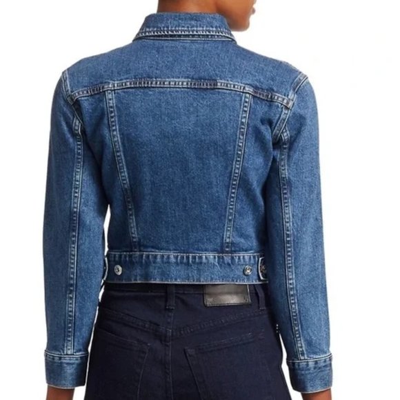 Proenza Schouler White Label ~2- Tone Bleached Cropped Denim Jacket - Picture 14 of 16